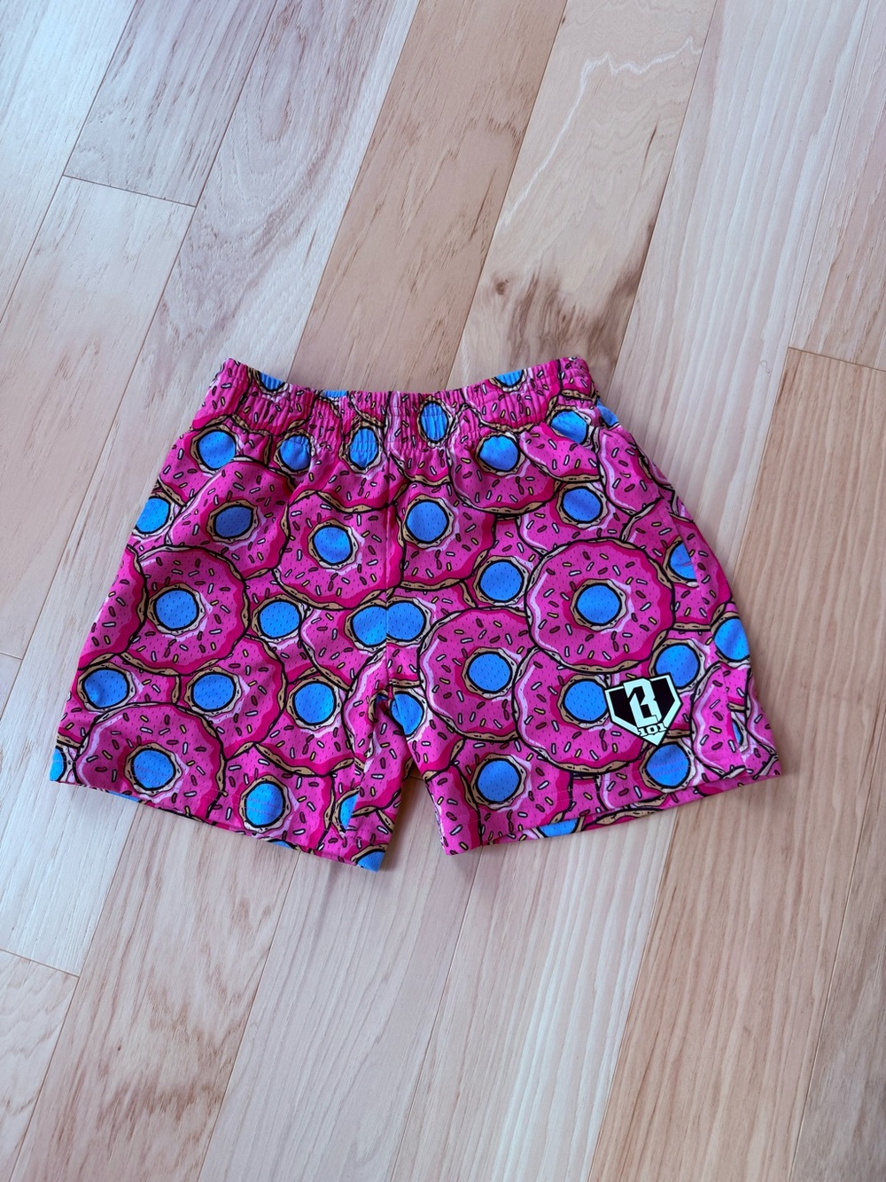 Baseball Lifestyle 101 Boys Pink Donut-Print Mesh Shorts